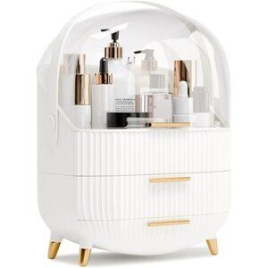 Makeup organizer with lid drawers skincare vanity storage box for countertop